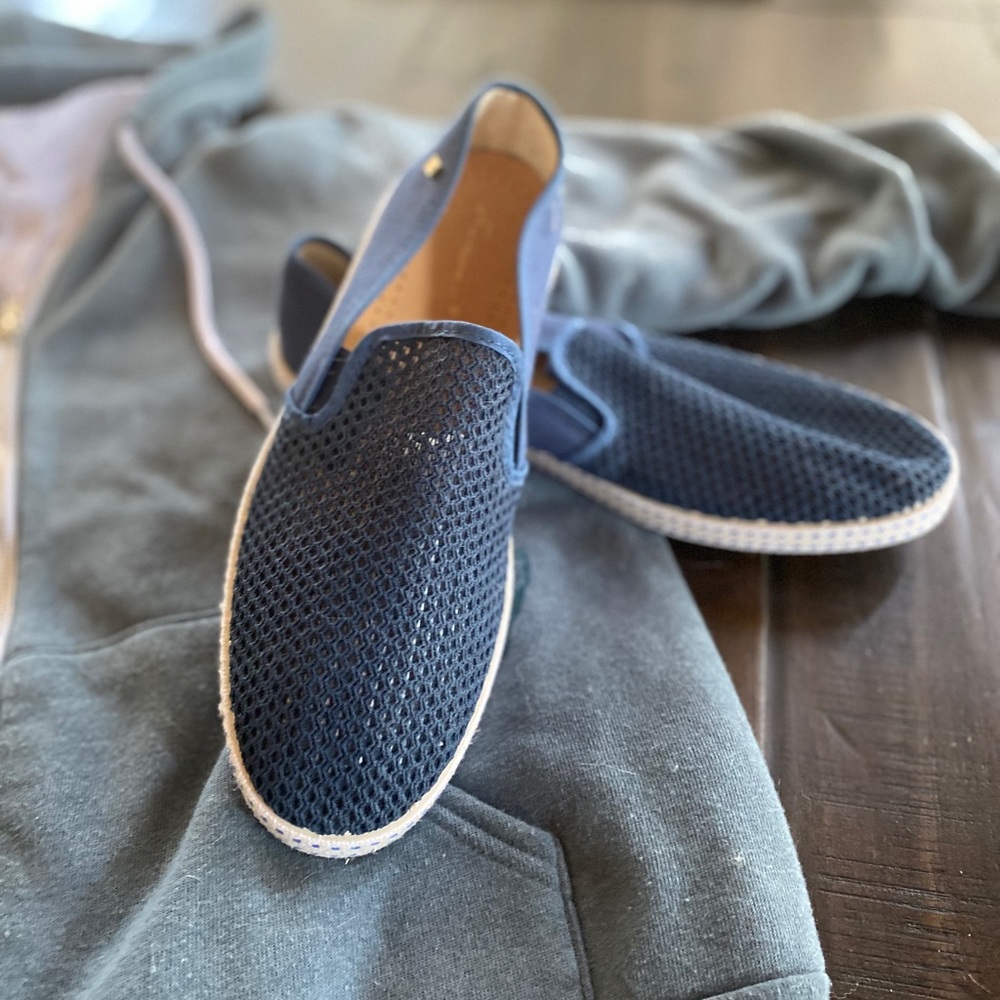 Riviera Men’s Espadrille Boat Shoe in Navy Sz 44